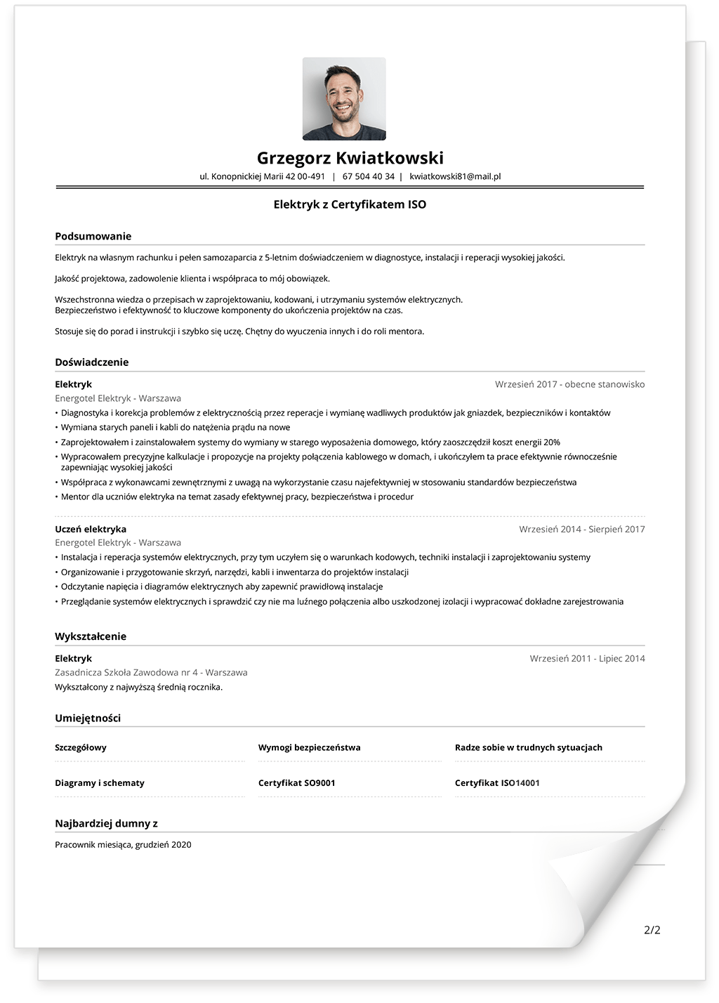 Klasyczny szablon CV