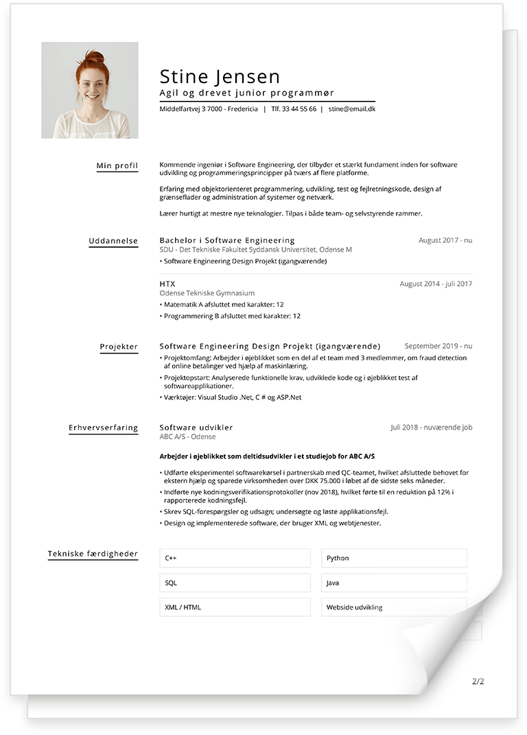 Minimalistisk CV Skabelon