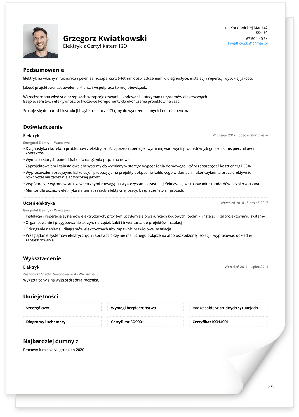 Posdstawowy szablon CV