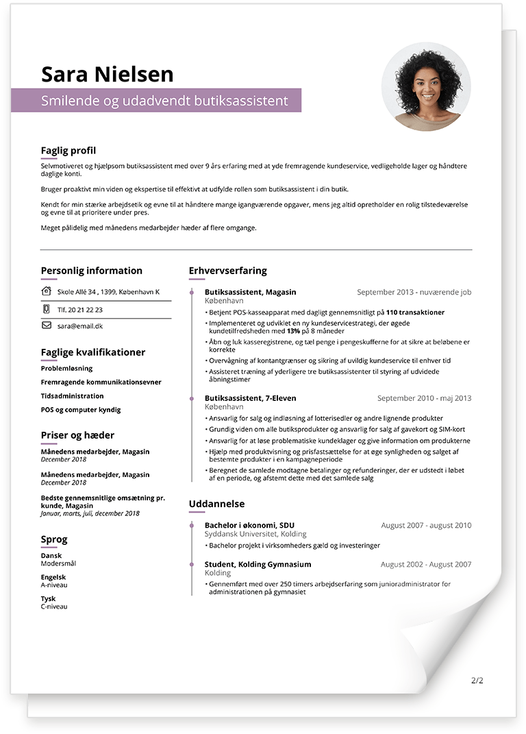 Professionel CV Skabelon