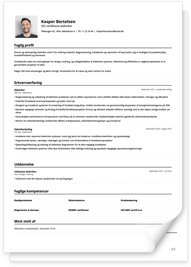 Traditionelt CV Skabelon