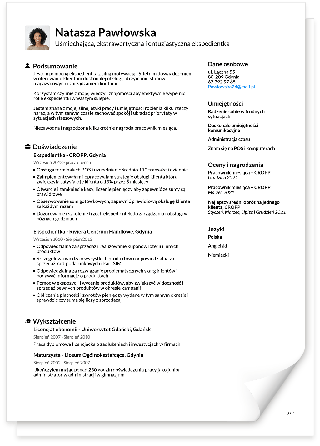 Zwyczajny szablon CV