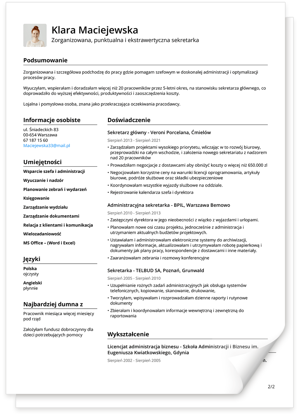 Elegancki szablon CV