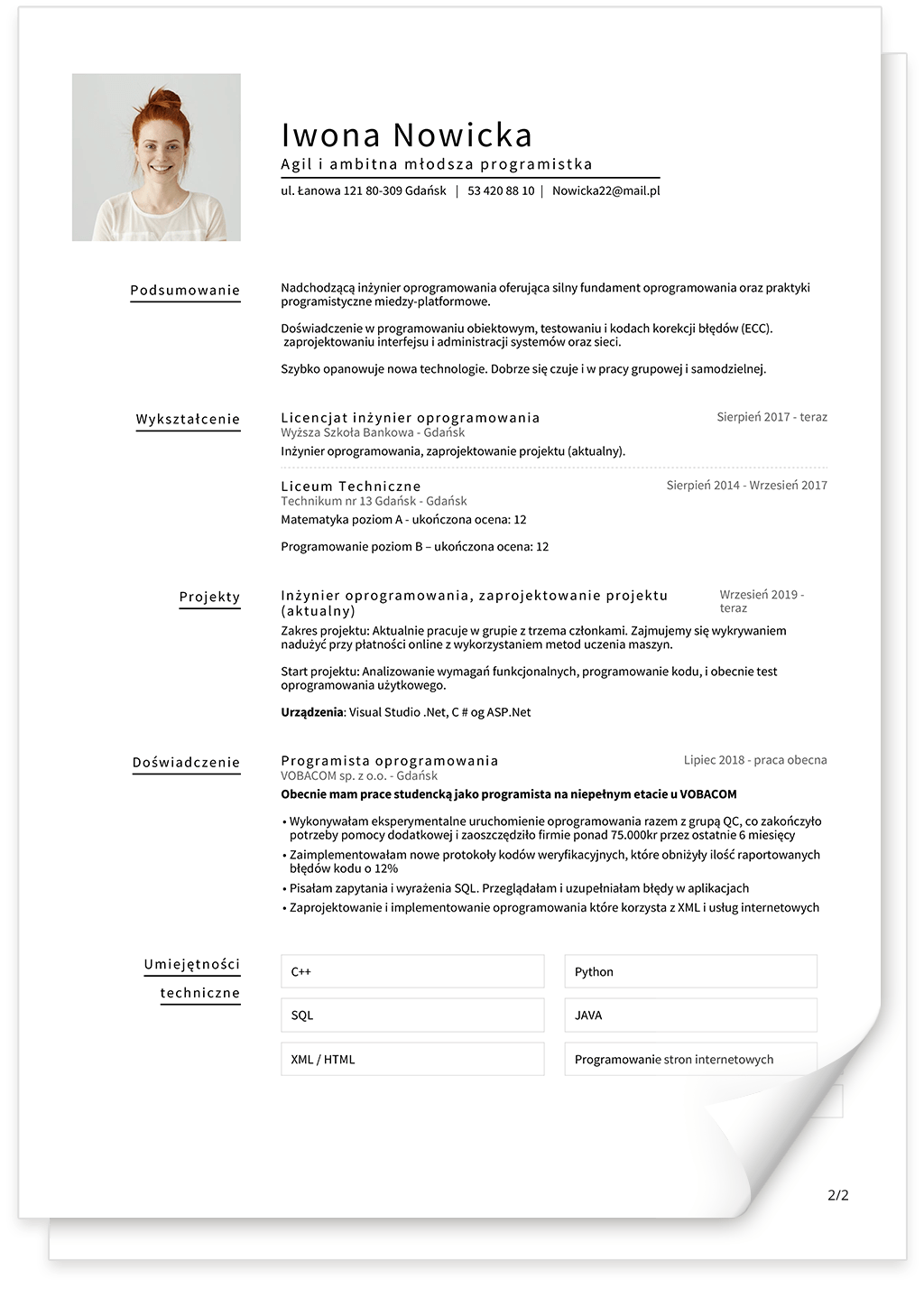 Minimalistyczny szablon CV