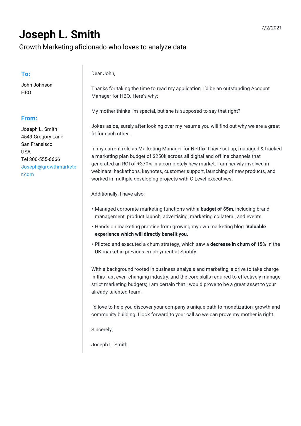 Modern Cover Letter Template