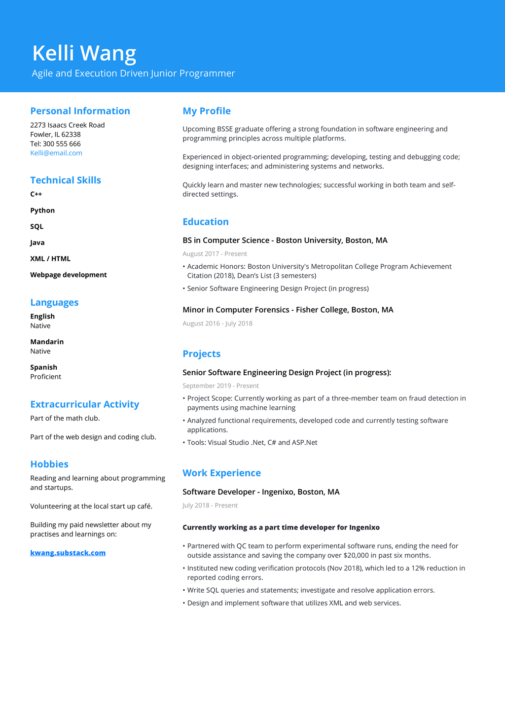 Student Resume Template