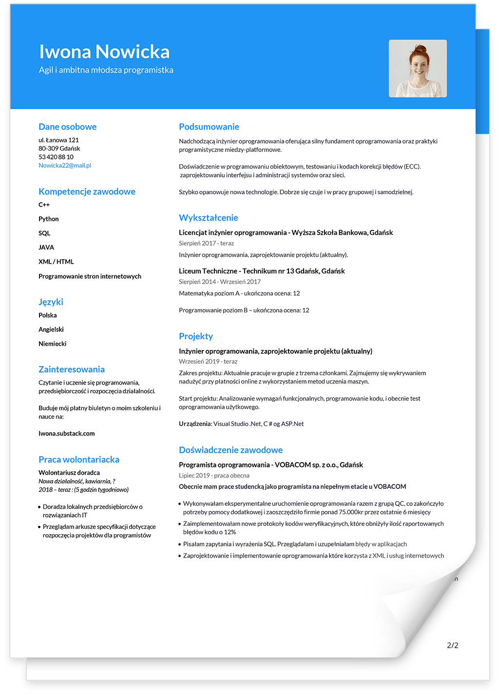 Studencki szablon CV